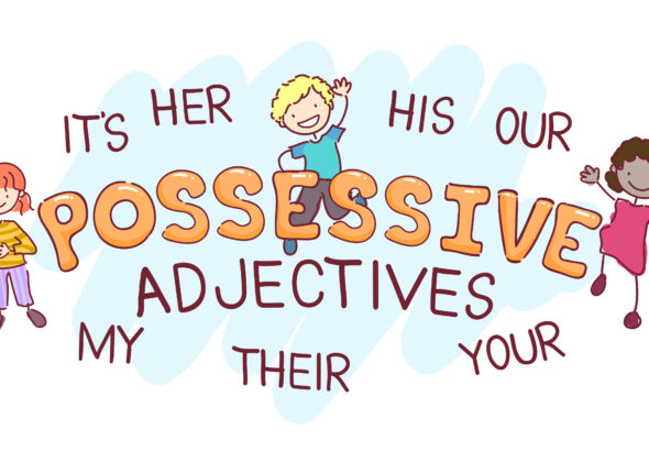 Stickman Kids Possessive Adjectives Illustration