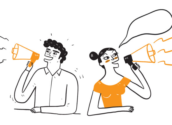 Funny young woman isolated people sincere emotions lifestyle con